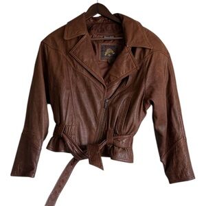Wilsons Adventure Bound Brown Leather Bomber Jacket Sz S